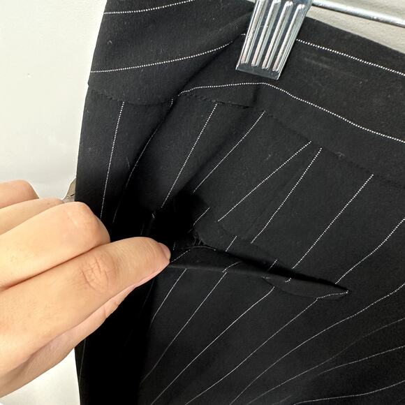 Y2K Larry Levine Black Pinstripe Silver Chain Belted Trousers Deadstock NWT 10 - Picture 7 of 10
